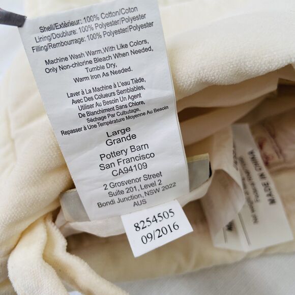 Pottery Barn Channel Quilted Velvet Christmas Ivory Large Stocking "Michelle" - Picture 6 of 11